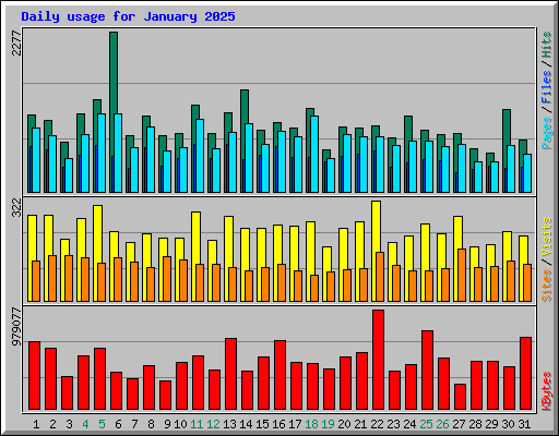 Daily usage for January 2025